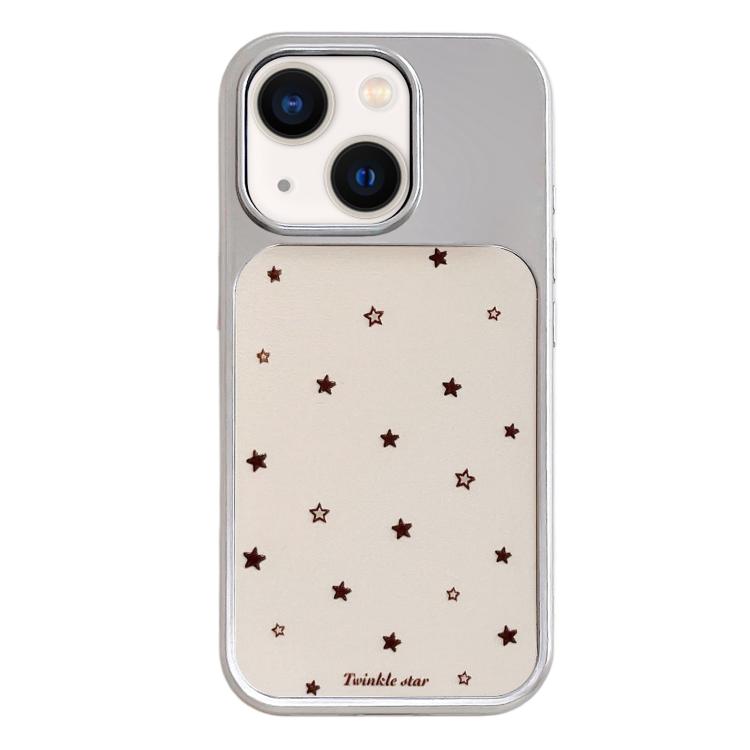 Custodia per telefono con cornice in argento galvanizzato e glitter in rilievo., For iPhone 13 / 14