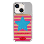 Custodia per telefono con cornice in argento galvanizzato e glitter in rilievo., For iPhone 13 / 14