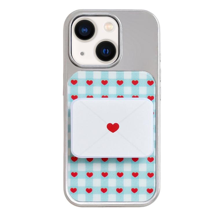 Custodia per telefono con cornice in argento galvanizzato e glitter in rilievo., For iPhone 13 / 14