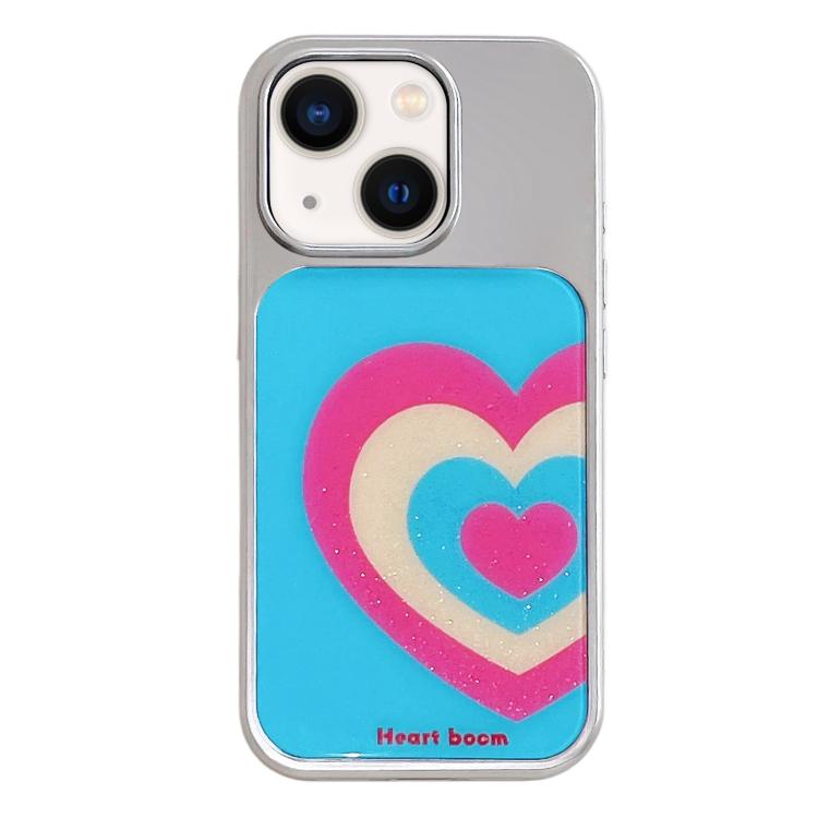 Custodia per telefono con cornice in argento galvanizzato e glitter in rilievo., For iPhone 13 / 14