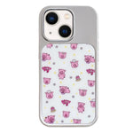 Custodia per telefono con cornice in argento galvanizzato e glitter in rilievo., For iPhone 13 / 14