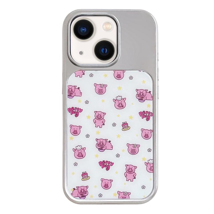 Custodia per telefono con cornice in argento galvanizzato e glitter in rilievo., For iPhone 13 / 14