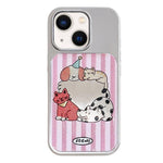 Custodia per telefono con cornice in argento galvanizzato e glitter in rilievo., For iPhone 13 / 14