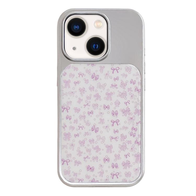 Custodia per telefono con cornice in argento galvanizzato e glitter in rilievo., For iPhone 13 / 14