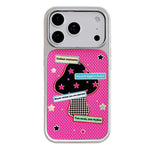 Custodia per telefono con cornice in argento galvanizzato e glitter in rilievo., For iPhone 17 Pro