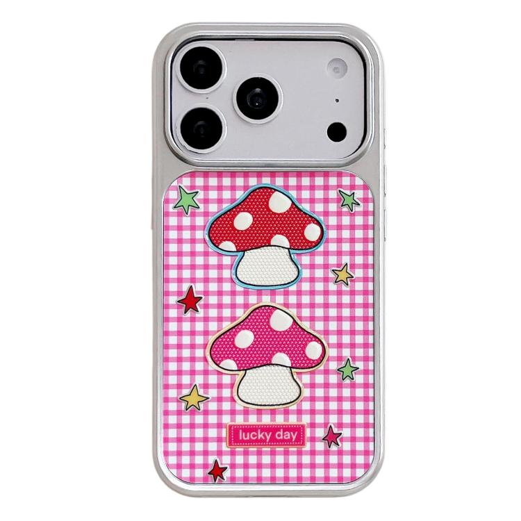 Custodia per telefono con cornice in argento galvanizzato e glitter in rilievo., For iPhone 17 Pro