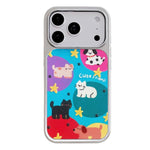 Custodia per telefono con cornice in argento galvanizzato e glitter in rilievo., For iPhone 17 Pro