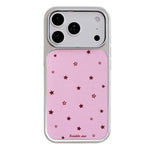 Custodia per telefono con cornice in argento galvanizzato e glitter in rilievo., For iPhone 17 Pro