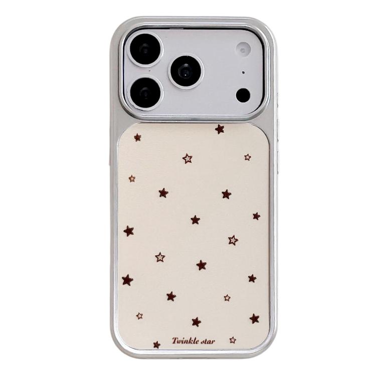 Custodia per telefono con cornice in argento galvanizzato e glitter in rilievo., For iPhone 17 Pro