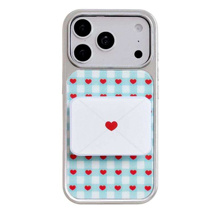 Custodia per telefono con cornice in argento galvanizzato e glitter in rilievo., For iPhone 17 Pro