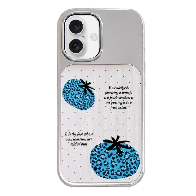 Custodia per telefono con cornice in argento galvanizzato e glitter in rilievo., For iPhone 17