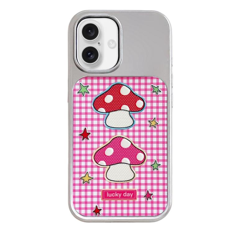 Custodia per telefono con cornice in argento galvanizzato e glitter in rilievo., For iPhone 17