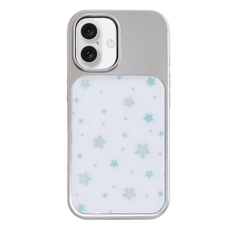 Custodia per telefono con cornice in argento galvanizzato e glitter in rilievo., For iPhone 17
