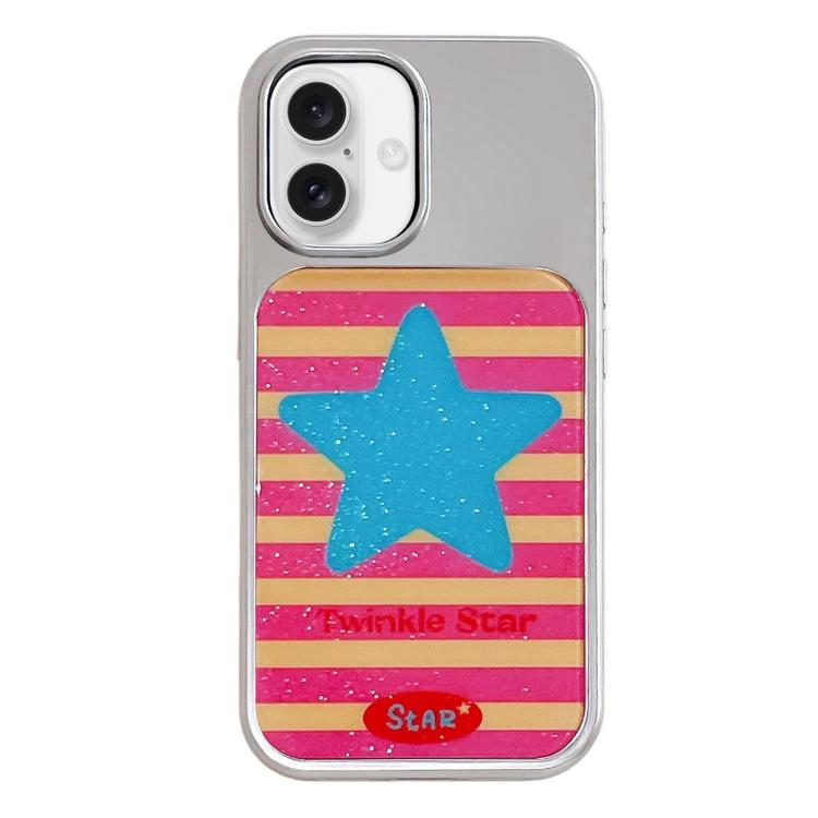 Custodia per telefono con cornice in argento galvanizzato e glitter in rilievo., For iPhone 17