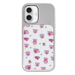 Custodia per telefono con cornice in argento galvanizzato e glitter in rilievo., For iPhone 17