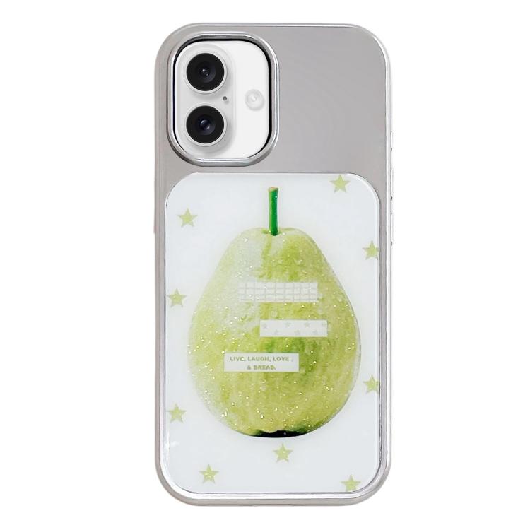 Custodia per telefono con cornice in argento galvanizzato e glitter in rilievo., For iPhone 17