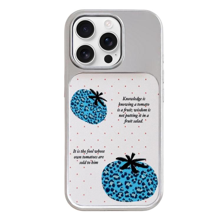 Custodia per telefono con cornice in argento galvanizzato e glitter in rilievo., For iPhone 16 Pro Max