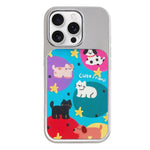 Custodia per telefono con cornice in argento galvanizzato e glitter in rilievo., For iPhone 16 Pro