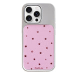 Custodia per telefono con cornice in argento galvanizzato e glitter in rilievo., For iPhone 16 Pro