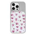 Custodia per telefono con cornice in argento galvanizzato e glitter in rilievo., For iPhone 16 Pro