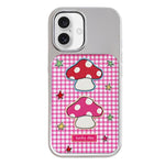 Custodia per telefono con cornice in argento galvanizzato e glitter in rilievo., For iPhone 16