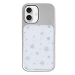 Custodia per telefono con cornice in argento galvanizzato e glitter in rilievo., For iPhone 16
