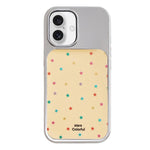 Custodia per telefono con cornice in argento galvanizzato e glitter in rilievo., For iPhone 16