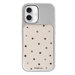 Custodia per telefono con cornice in argento galvanizzato e glitter in rilievo., For iPhone 16