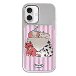 Custodia per telefono con cornice in argento galvanizzato e glitter in rilievo., For iPhone 16