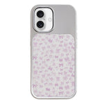 Custodia per telefono con cornice in argento galvanizzato e glitter in rilievo., For iPhone 16