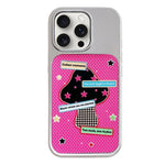 Custodia per telefono con cornice in argento galvanizzato e glitter in rilievo., For iPhone 15 Pro Max