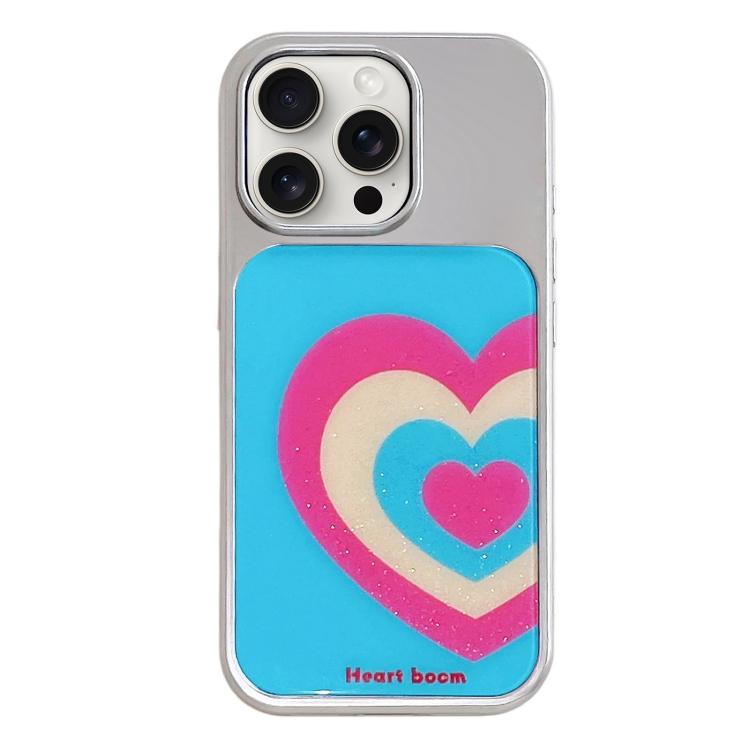 Custodia per telefono con cornice in argento galvanizzato e glitter in rilievo., For iPhone 15 Pro Max