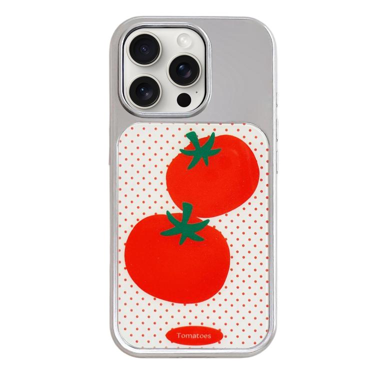 Custodia per telefono con cornice in argento galvanizzato e glitter in rilievo., For iPhone 15 Pro