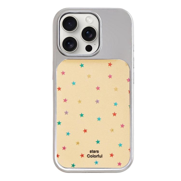 Custodia per telefono con cornice in argento galvanizzato e glitter in rilievo., For iPhone 15 Pro