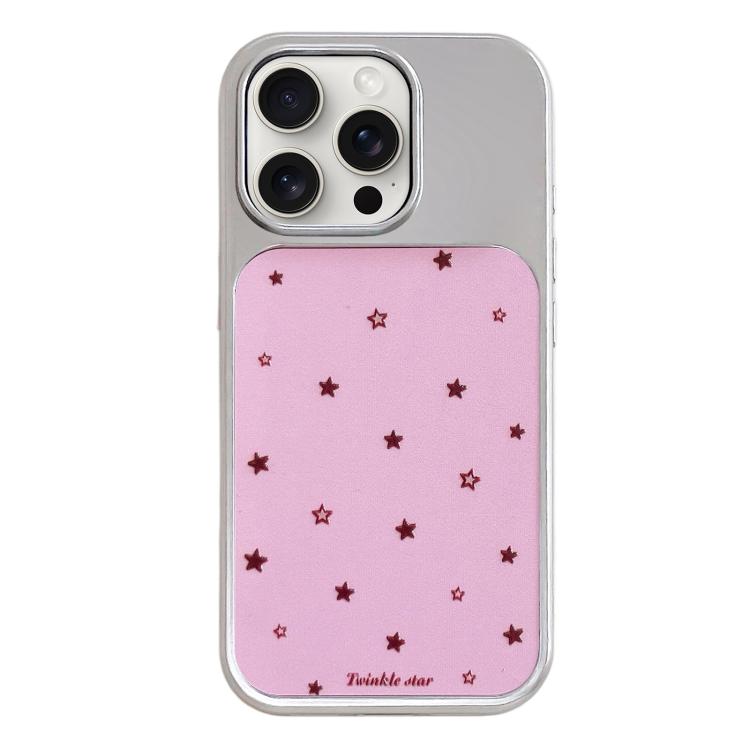 Custodia per telefono con cornice in argento galvanizzato e glitter in rilievo., For iPhone 15 Pro