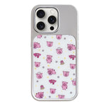 Custodia per telefono con cornice in argento galvanizzato e glitter in rilievo., For iPhone 15 Pro