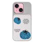 Custodia per telefono con cornice in argento galvanizzato e glitter in rilievo., For iPhone 15