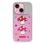 Custodia per telefono con cornice in argento galvanizzato e glitter in rilievo., For iPhone 15