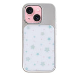 Custodia per telefono con cornice in argento galvanizzato e glitter in rilievo., For iPhone 15