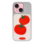 Custodia per telefono con cornice in argento galvanizzato e glitter in rilievo., For iPhone 15
