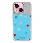 Custodia per telefono con cornice in argento galvanizzato e glitter in rilievo., For iPhone 15