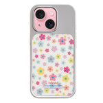 Custodia per telefono con cornice in argento galvanizzato e glitter in rilievo., For iPhone 15