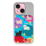 Custodia per telefono con cornice in argento galvanizzato e glitter in rilievo., For iPhone 15
