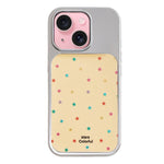 Custodia per telefono con cornice in argento galvanizzato e glitter in rilievo., For iPhone 15