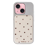 Custodia per telefono con cornice in argento galvanizzato e glitter in rilievo., For iPhone 15