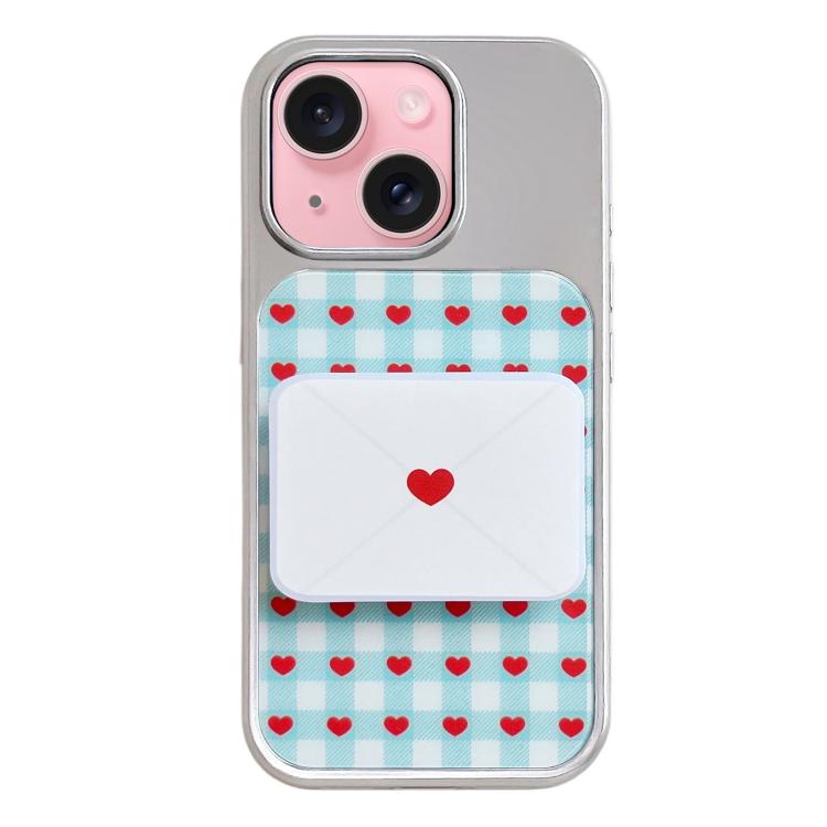 Custodia per telefono con cornice in argento galvanizzato e glitter in rilievo., For iPhone 15