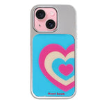 Custodia per telefono con cornice in argento galvanizzato e glitter in rilievo., For iPhone 15