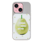 Custodia per telefono con cornice in argento galvanizzato e glitter in rilievo., For iPhone 15