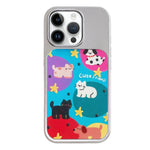 Custodia per telefono con cornice in argento galvanizzato e glitter in rilievo., For iPhone 14 Pro