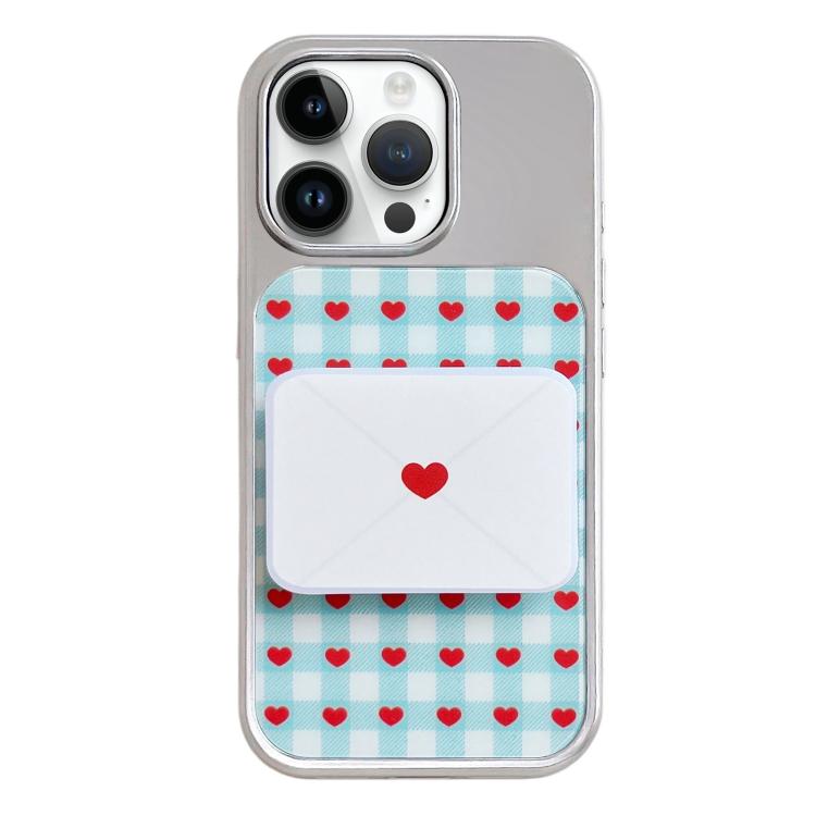Custodia per telefono con cornice in argento galvanizzato e glitter in rilievo., For iPhone 14 Pro